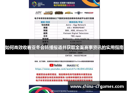 如何高效收看亚冬会转播报道并获取全面赛事资讯的实用指南