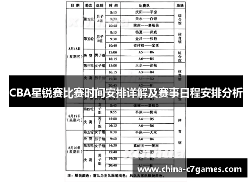 CBA星锐赛比赛时间安排详解及赛事日程安排分析